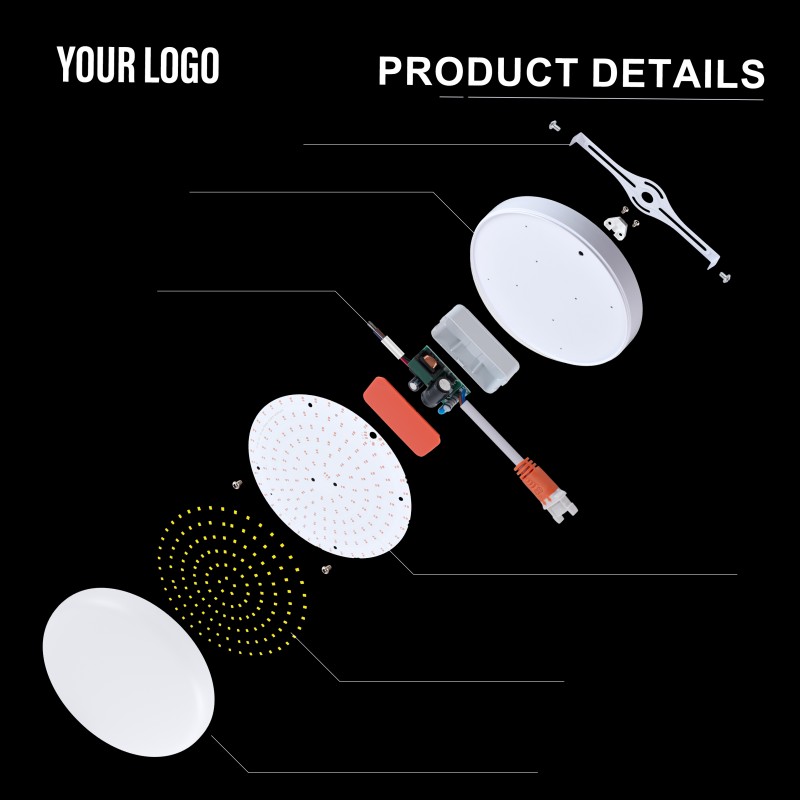 36W సర్ఫేస్ LED ఫ్రేమ్‌లెస్ ప్యానెల్ లైట్, అల్యూమినియం + PC, ఐరన్ + PP, పూర్తి కాంతి
